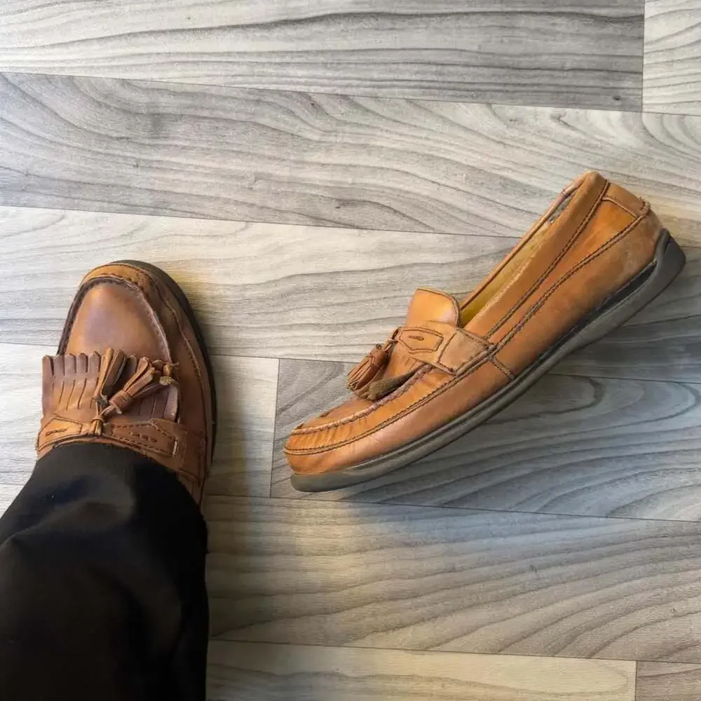 Dockers Tan Leather Tassel Loafers Men's 11.5